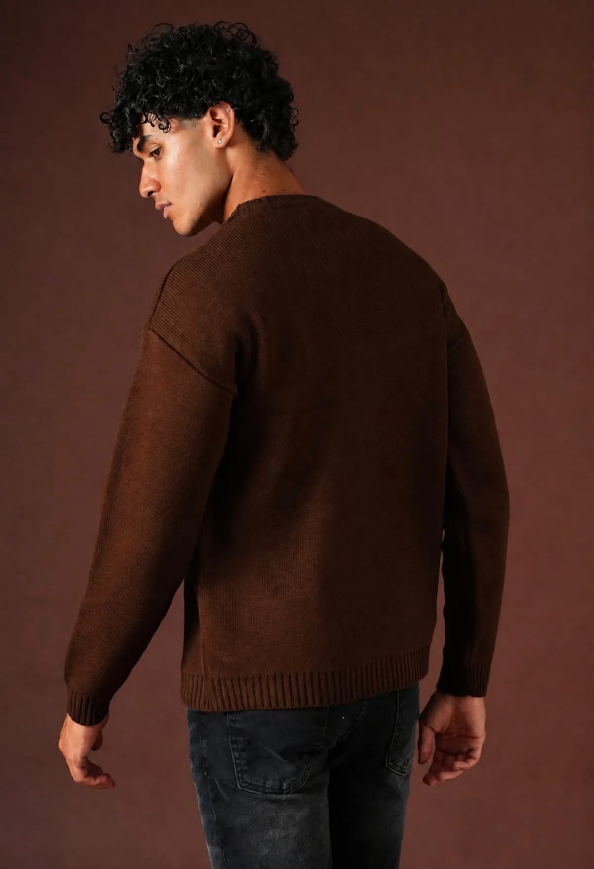 Pull en tricot marron