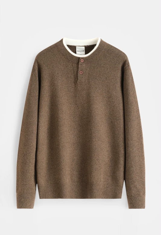 Pull Henley brun