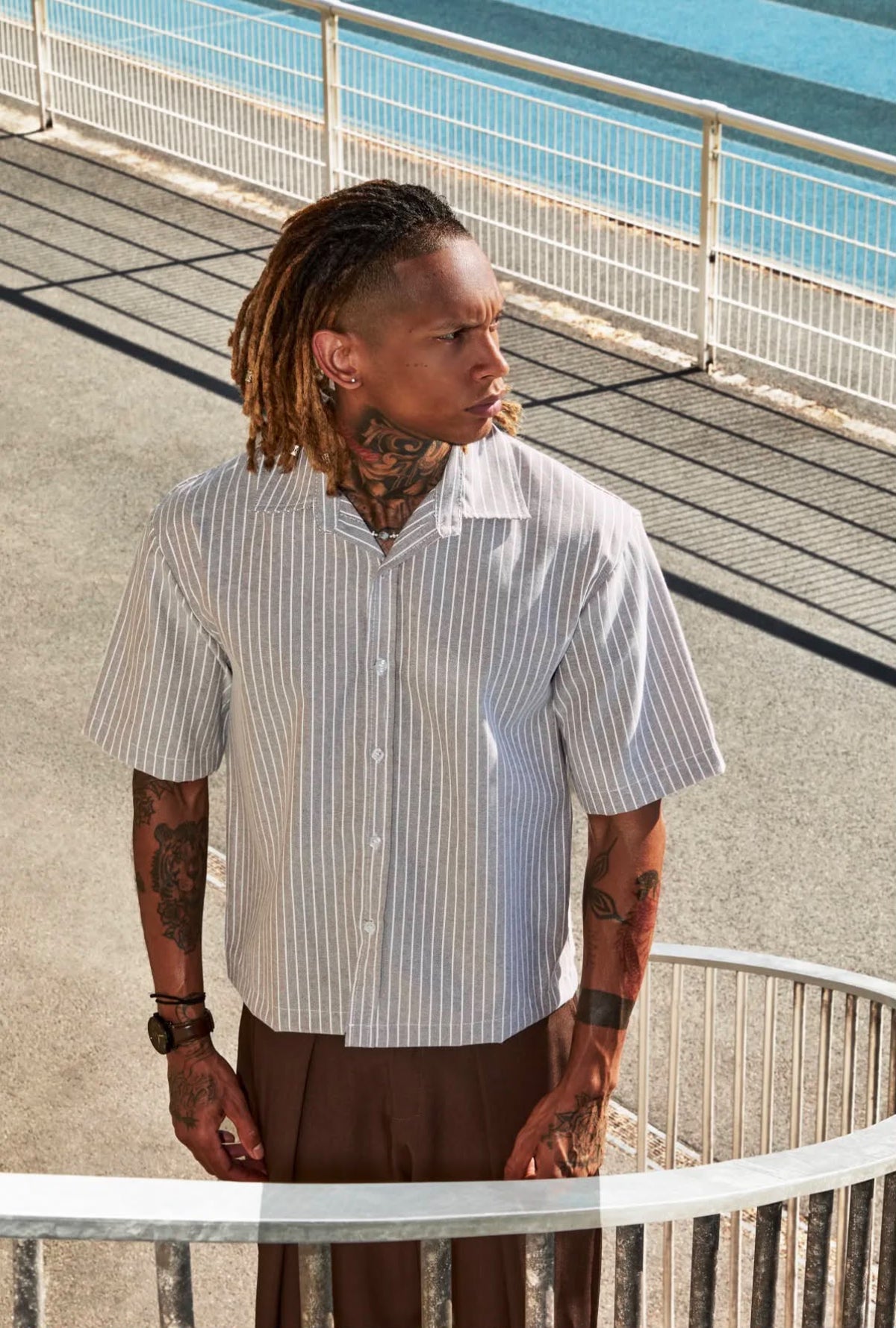 Chemise Rayures Gris