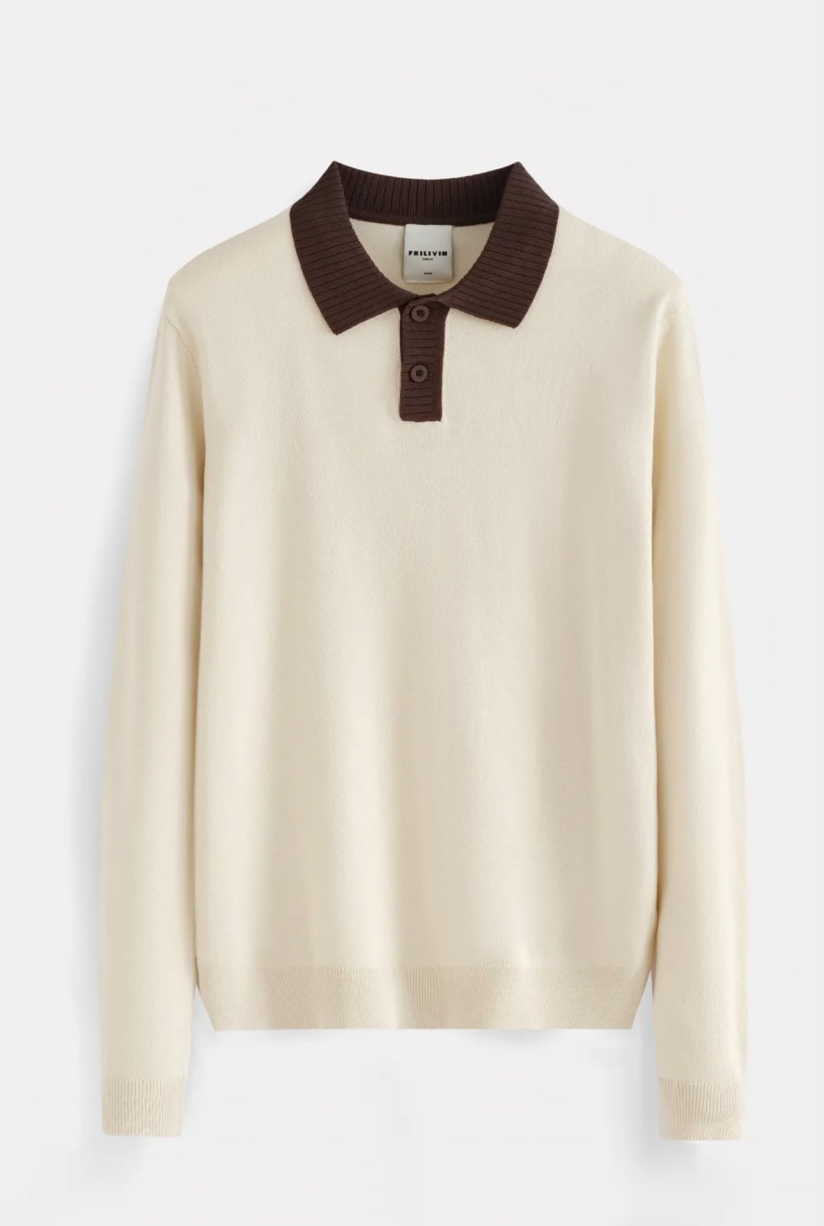 Polo manche longue beige/marron
