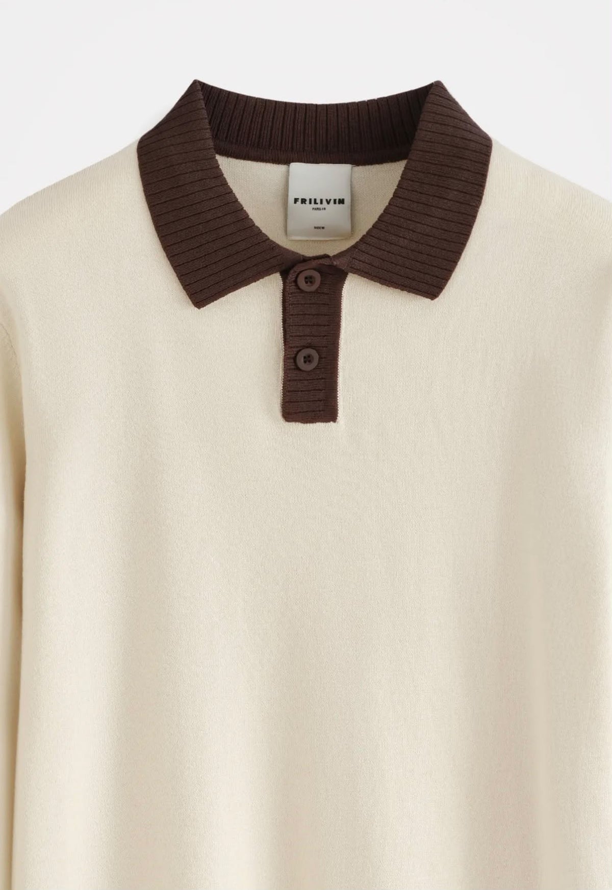 Polo manche longue beige/marron