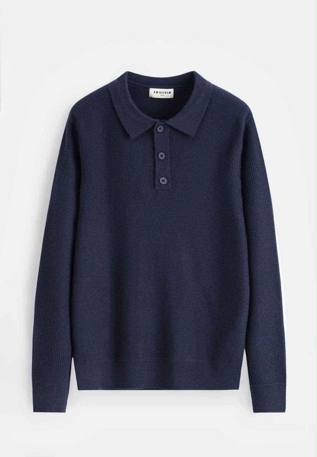 Polo Manche Longue Trico Bleu