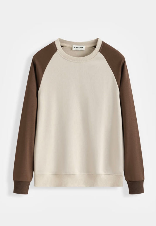 Sweat raglan ecru et brun FRILIVIN BM2702U-9