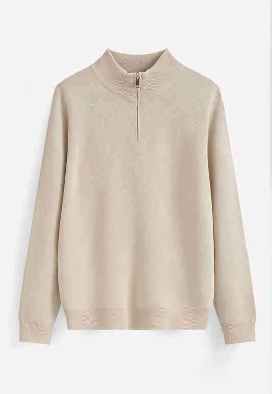 Pull Demi Zip Beige