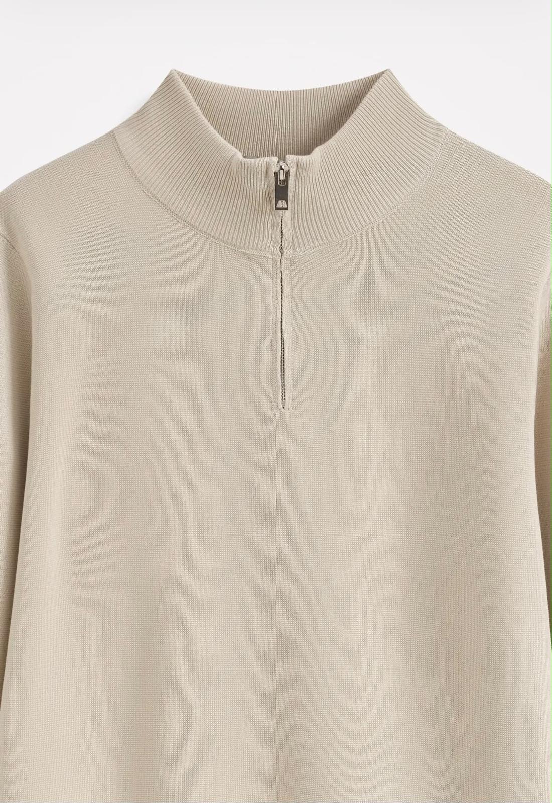 Pull Demi Zip Beige