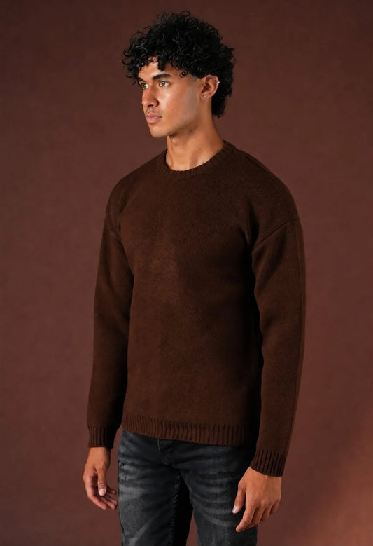 Pull en tricot marron
