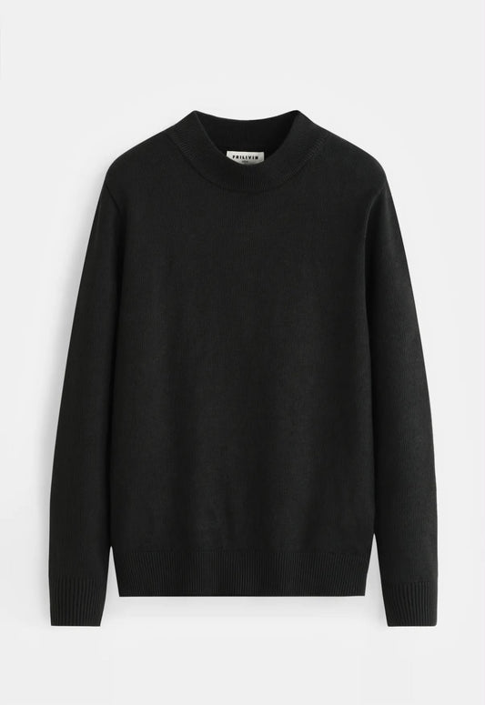 Pull noir col demi-montant