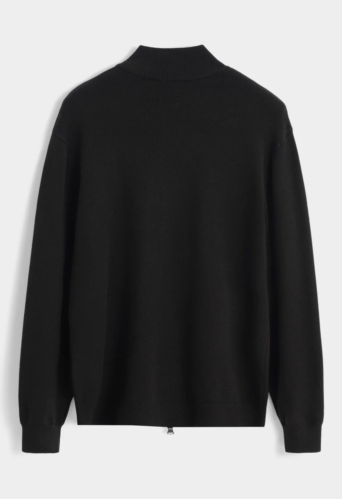 Pull Zippé Noir Maille Fine