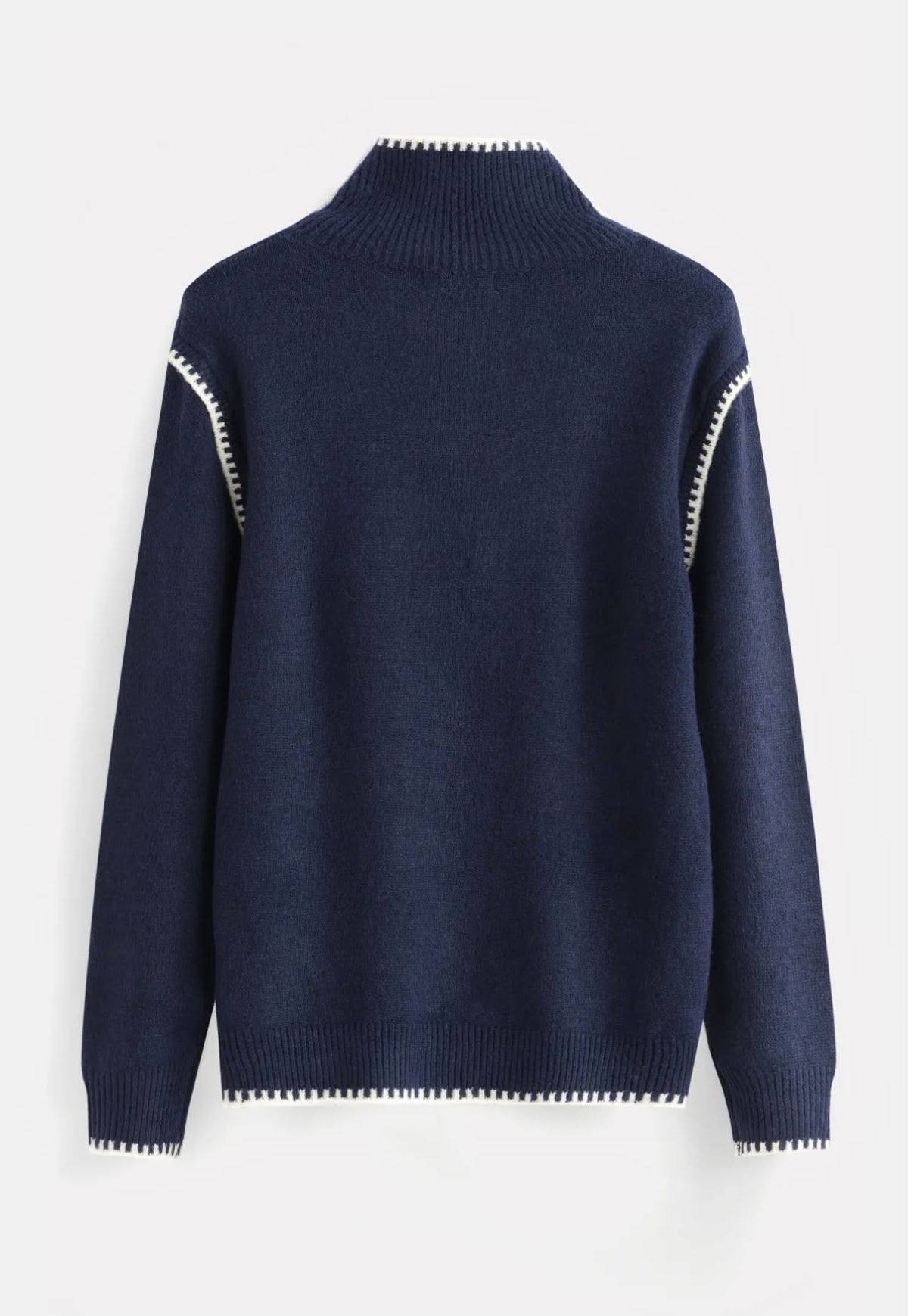 Pull en laine surpiqure bleu